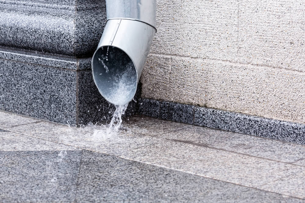 Downspout in heavy rain